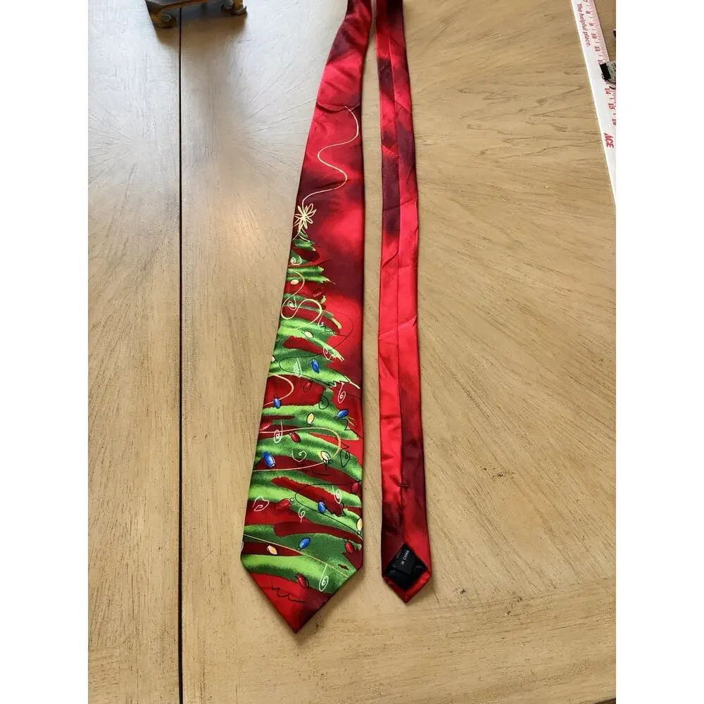Vintage Jerry Garcia Silk Christmas Tie Collection 56 Abstract Tree Red Holiday